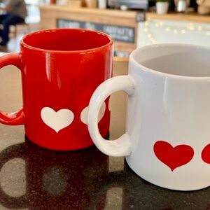 Vintage Waechtersbach red and white heart coffee mugs